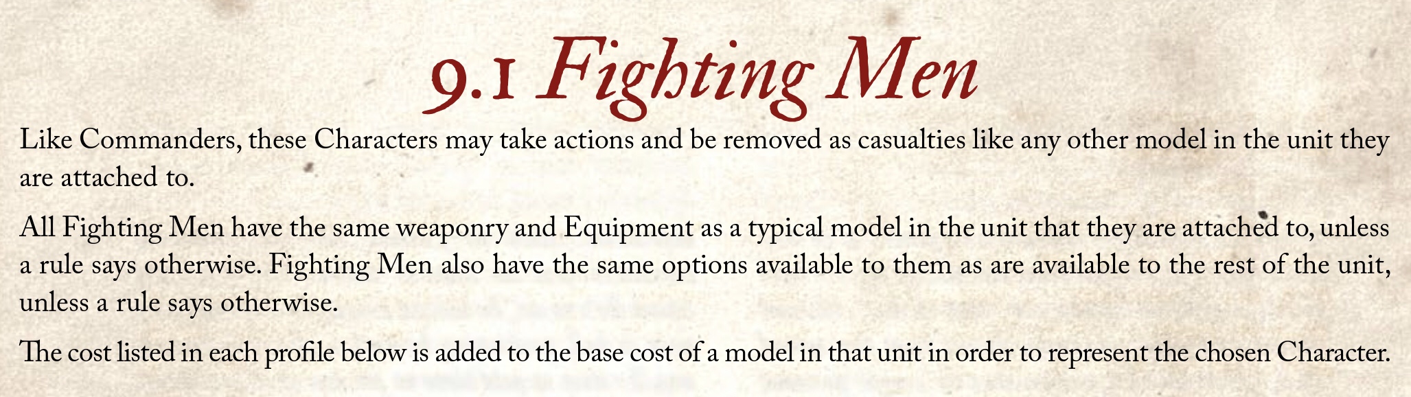 Blood & Plunder Character Rules for Fighting Men