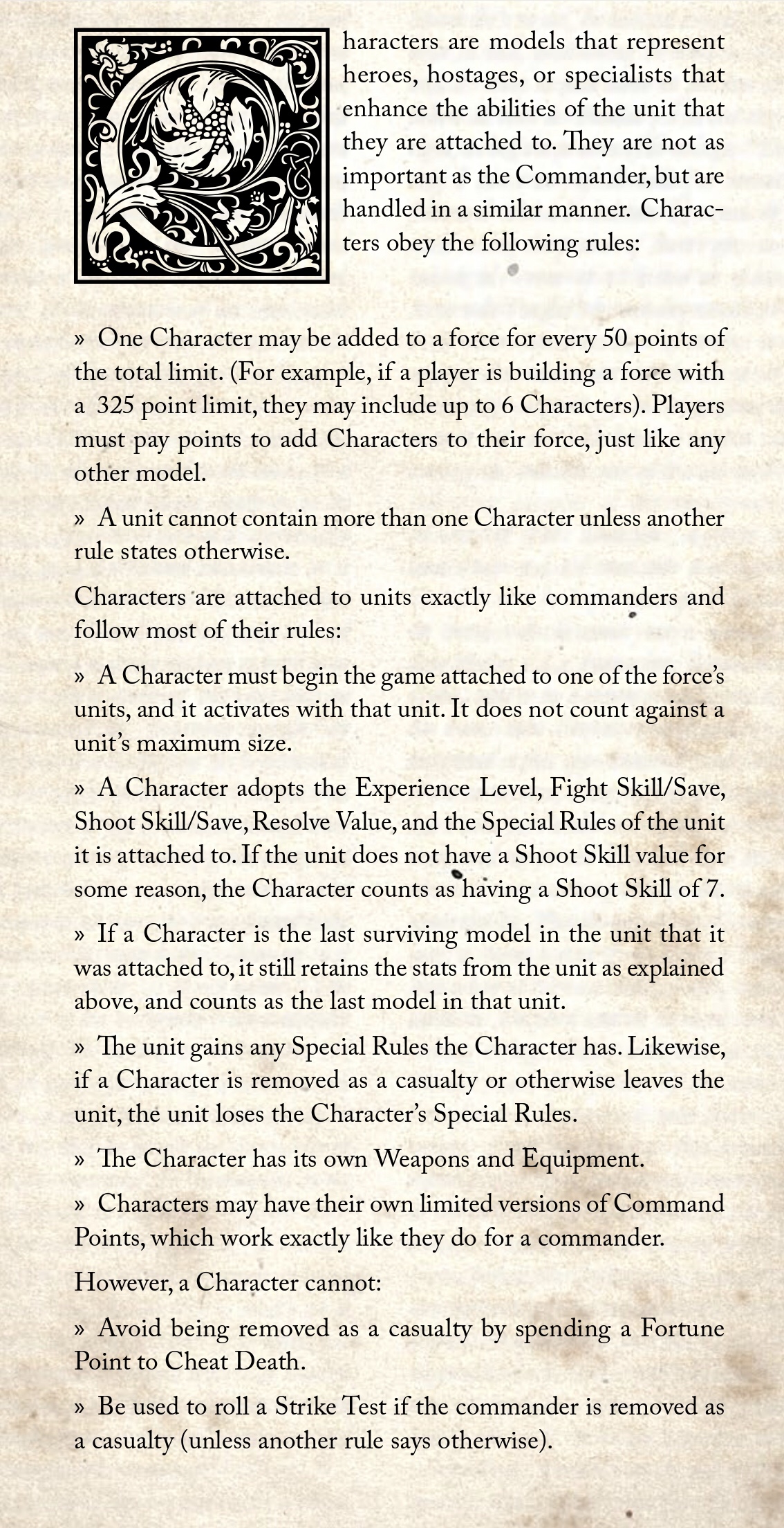 Blood & Plunder Character Rules 