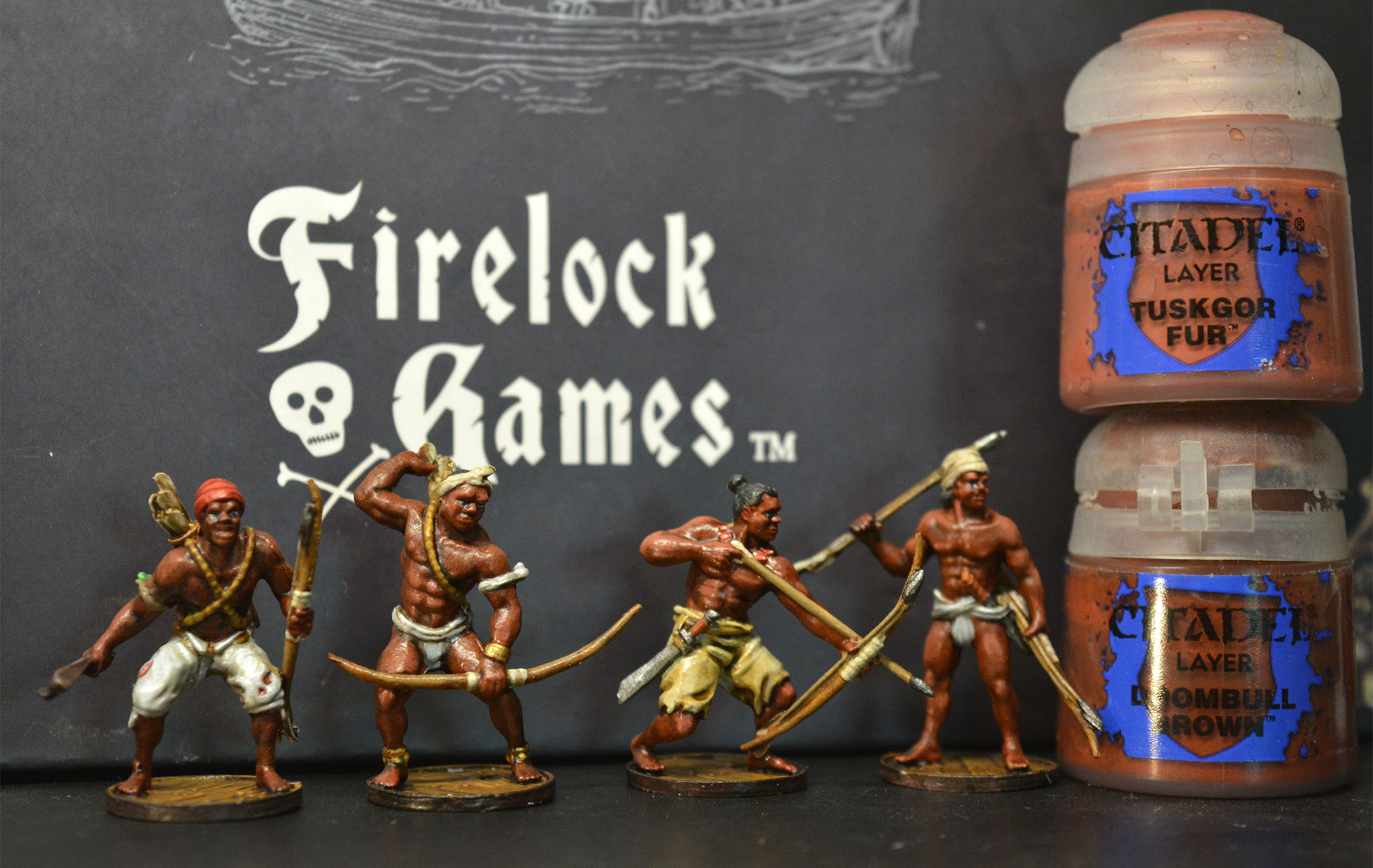 doombull brown & tusgor fur paints on 4 African models