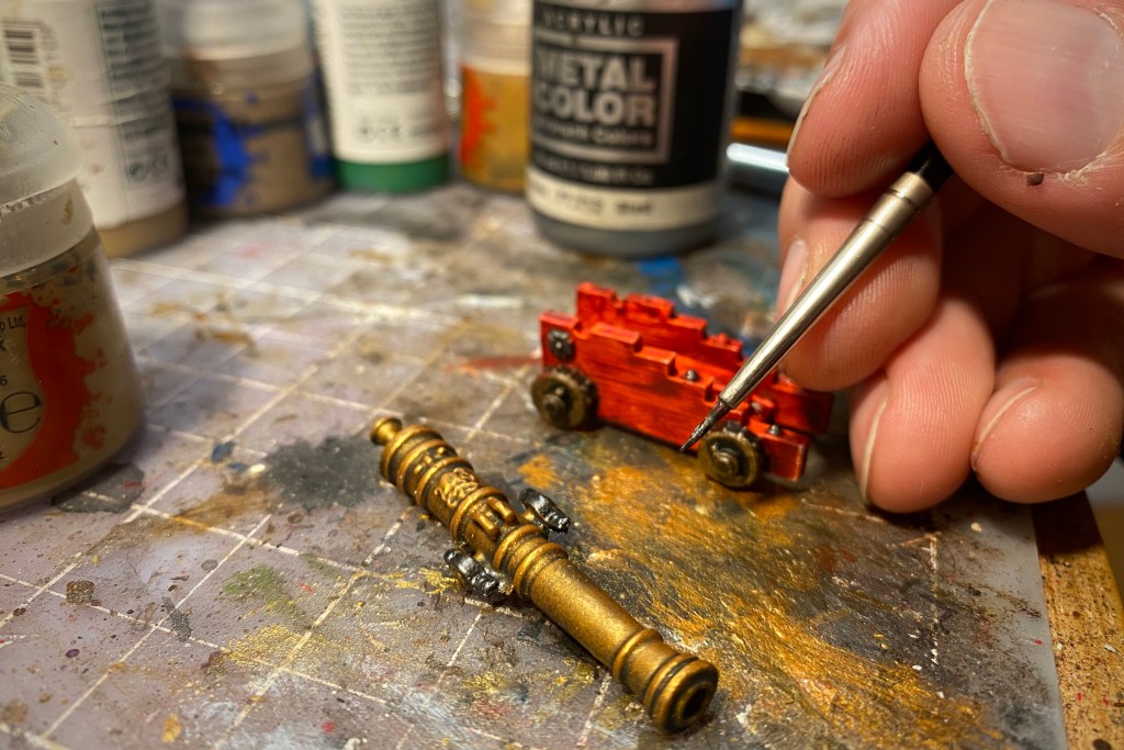 Painting the cannon carriage connection points