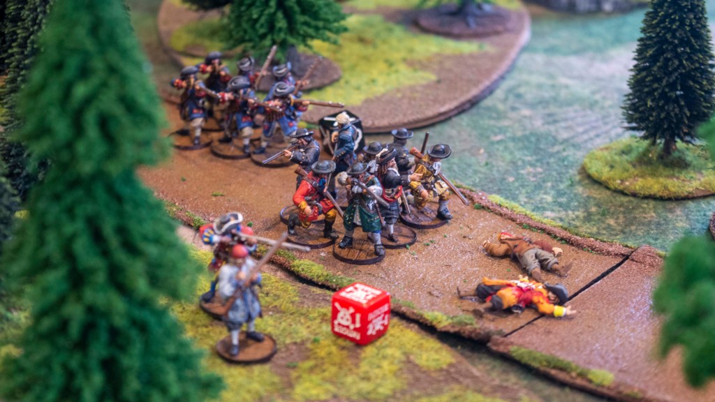 Ambush Scenario - miniatures on a wooded road