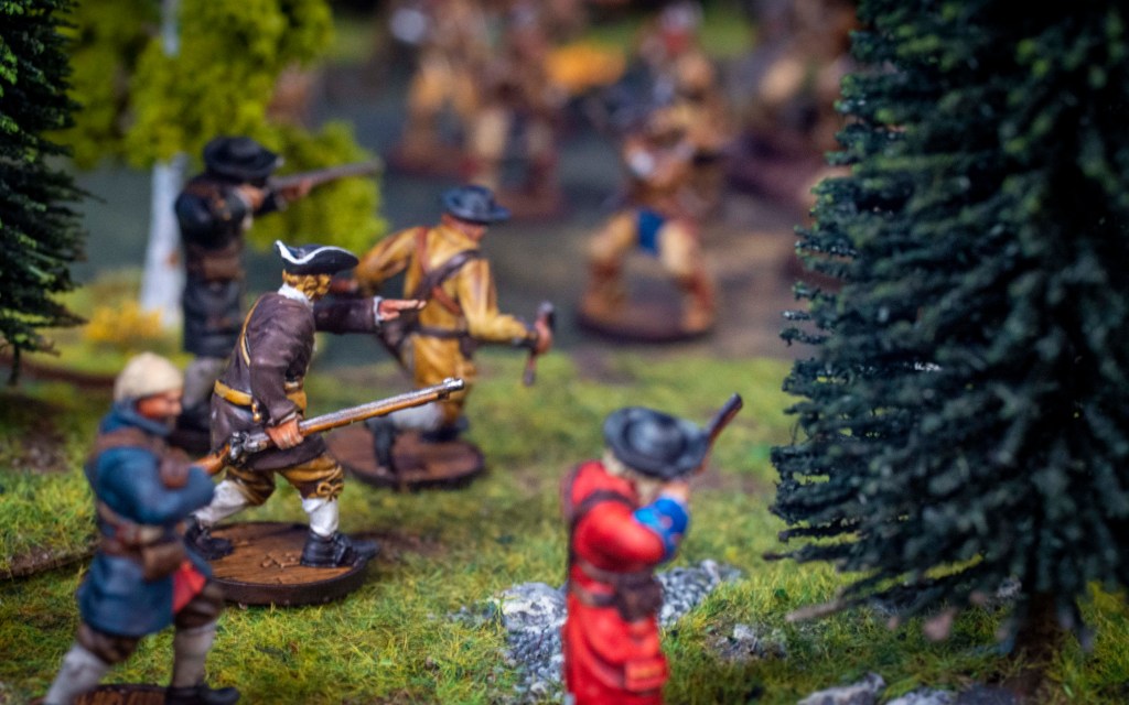 Benjamin Church mini leading a fight in the woods