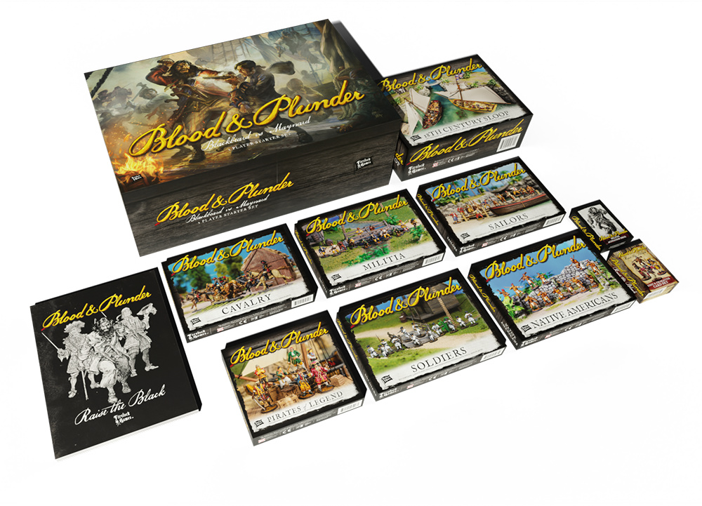 Raise the Black Blood & Plunder plastic minis boxed sets collage