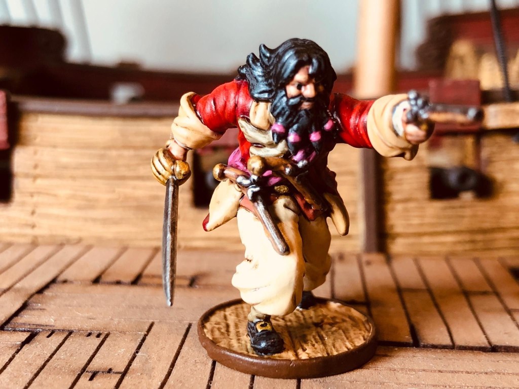 Edward “Blackbeard” Teach miniature from the new "Raise the Black" expansion for Blood & Plunder