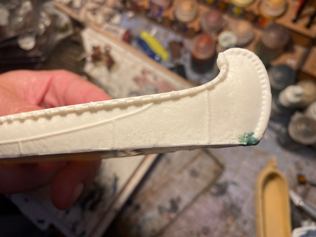 blood and Plunder birchbark canoe green stuff holes