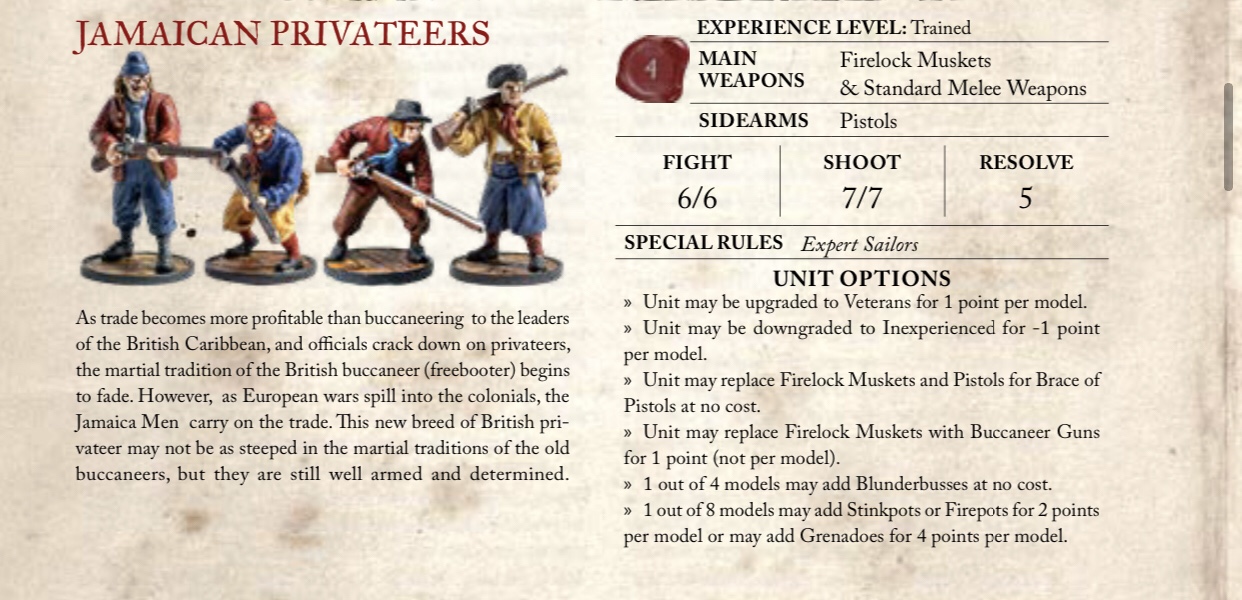 Blood & Plunder: Raise the Black - "Jamaican Privateers" Unit Stats & Abilities