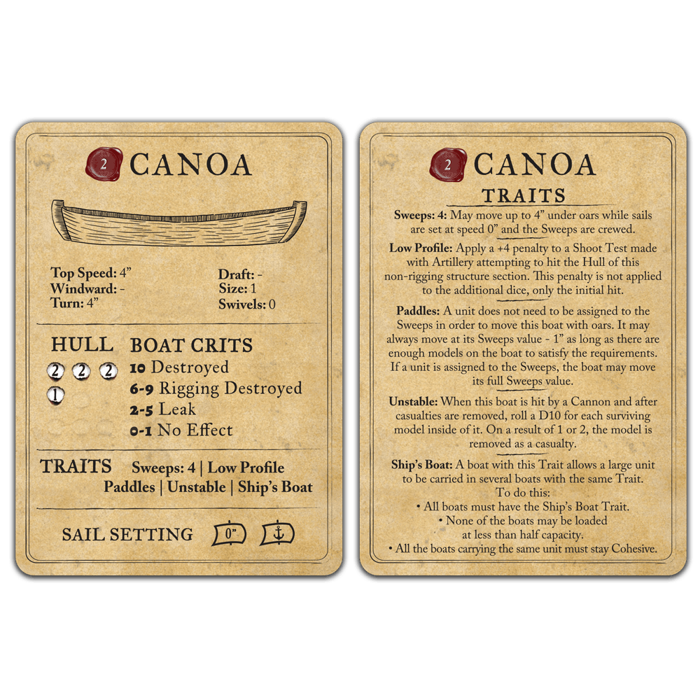 blood and Plunder birchbark canoe stat card