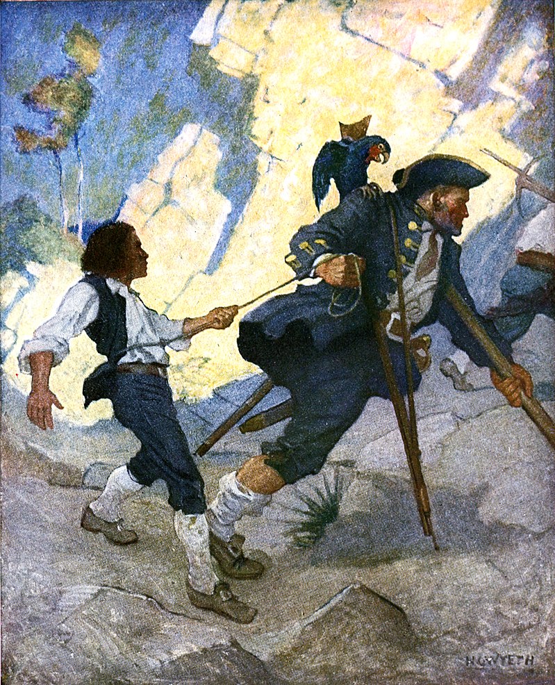 "Long John Silver & his parrot" by N.C.Wyeth