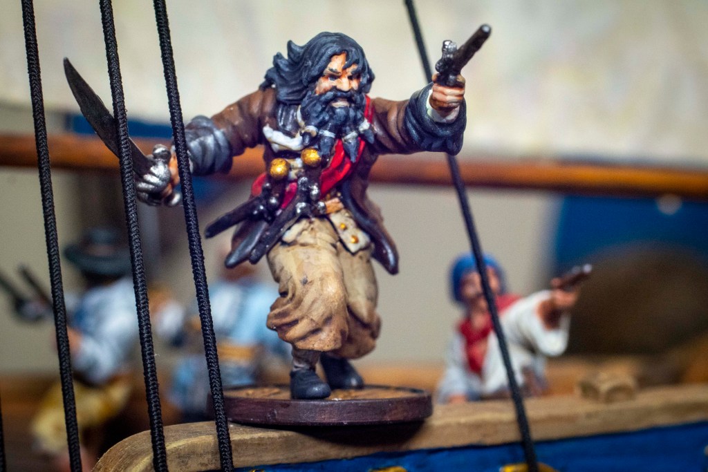 Edward “Blackbeard” Teach miniature from the new "Raise the Black" expansion for Blood & Plunder