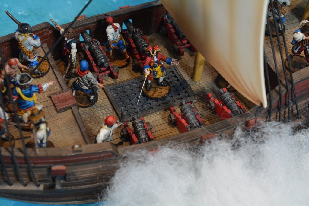 blood and plunder amaro pargo on deck of light frigate.