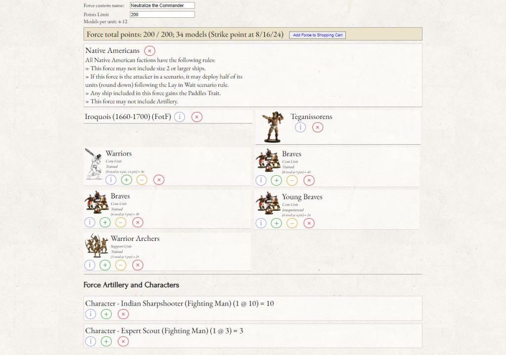 blood and plunder Iroquois force list