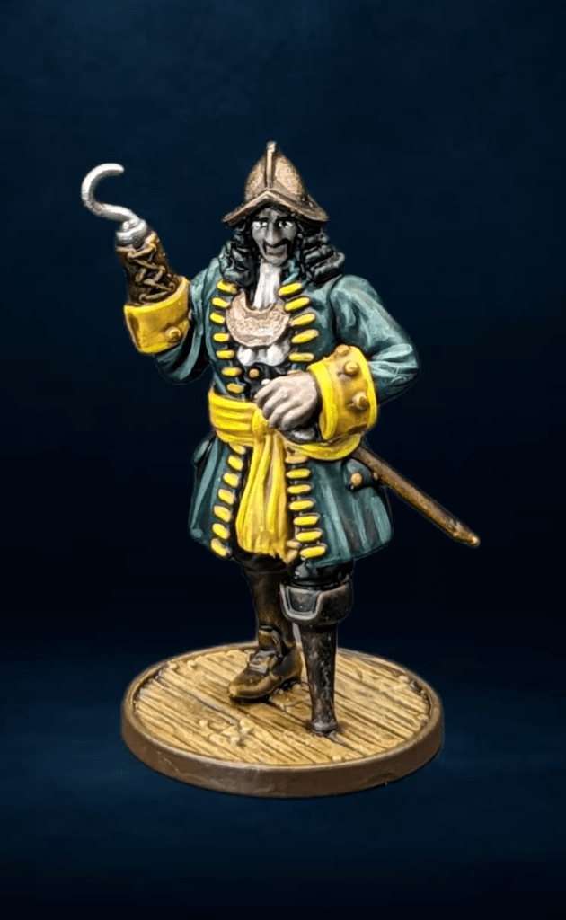 Modified custom Spanish Commander from the Box of Plunder fully painted by Tyler Carson