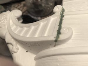 Galleon prow with greed stuff to fill cracks