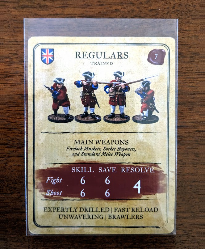 Raise the Black 18th Century Unit Stat Card in Sleeves