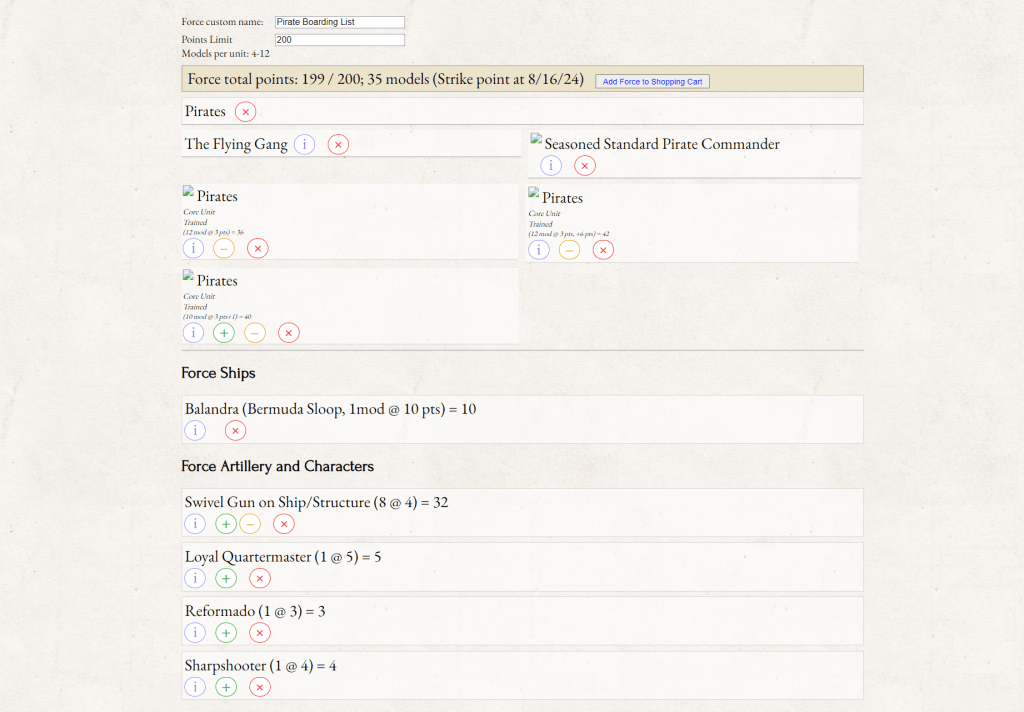 Force Building List - Flying Gang Boarding Balandra