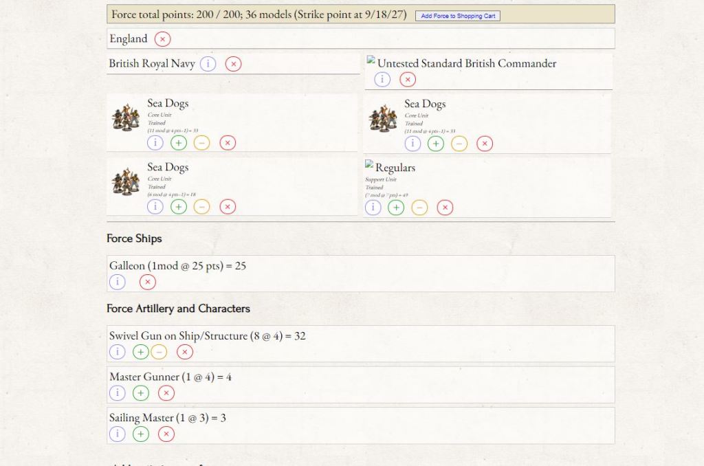 Blood & Plunder English Galleon force for for Swivel Mania