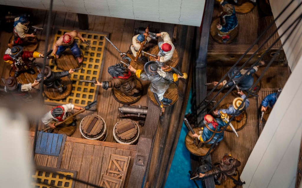 blackbeard leading a boarding party in blood & Plunder