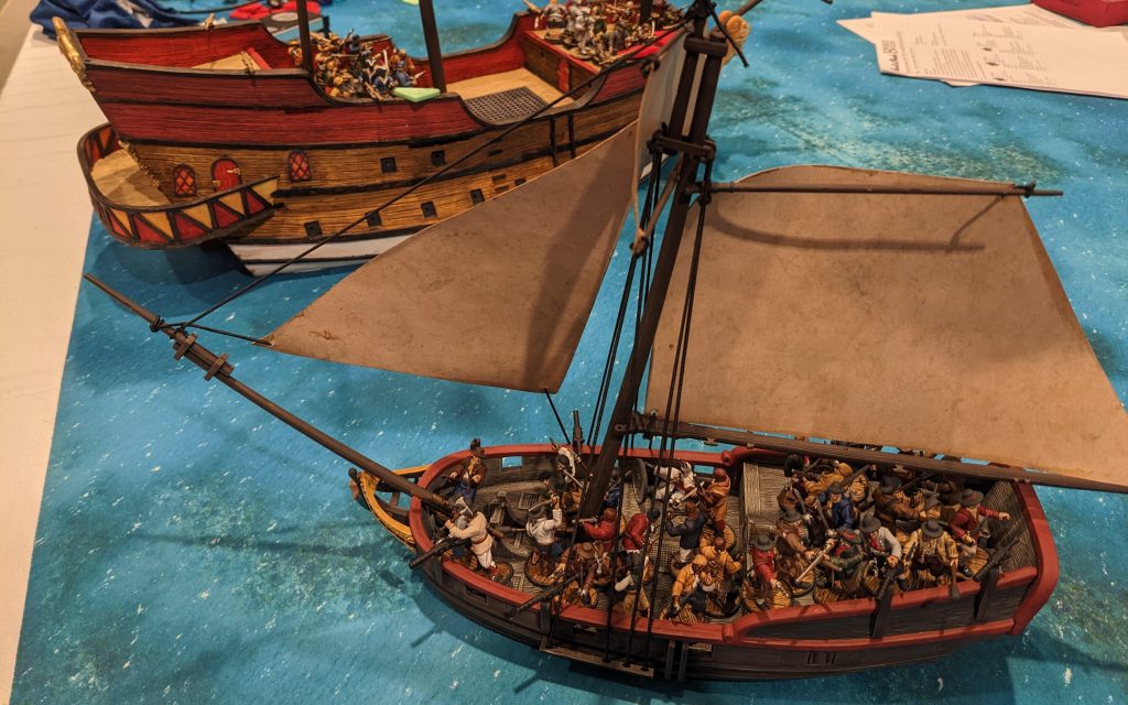 Galleon and 18th Century sloop dueling for position