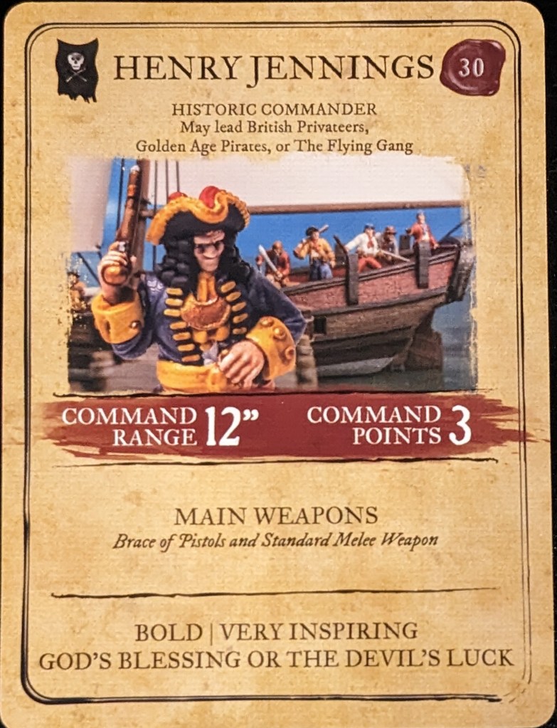Henry Jennings Blood & Plunder stat card - Front