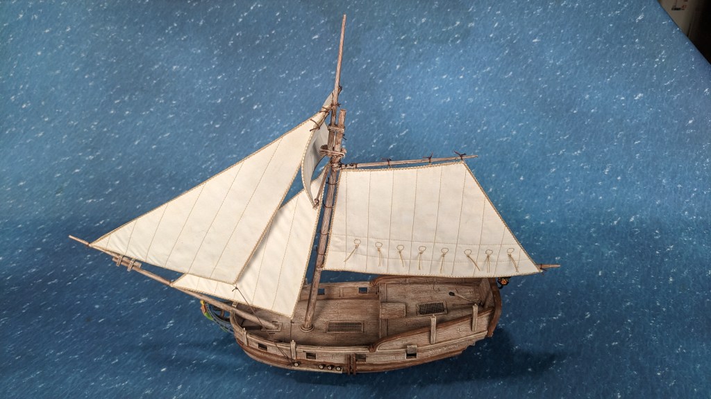 Seamon's Quality Sails for a Bermuda Sloop - side view