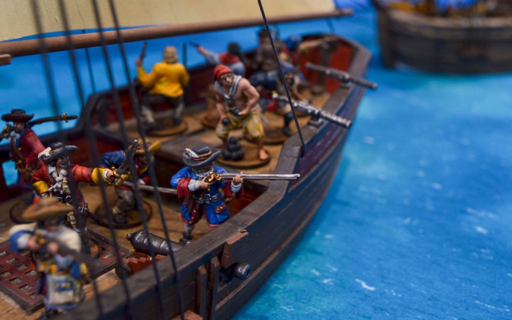 Swivel guns on the rear deck of a ship