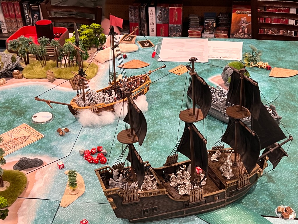 blood & Plunder pirate ships fighting off the coast