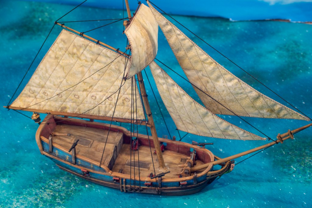 Bermuda Sloop rigged with "Seamons' Quality Sails"