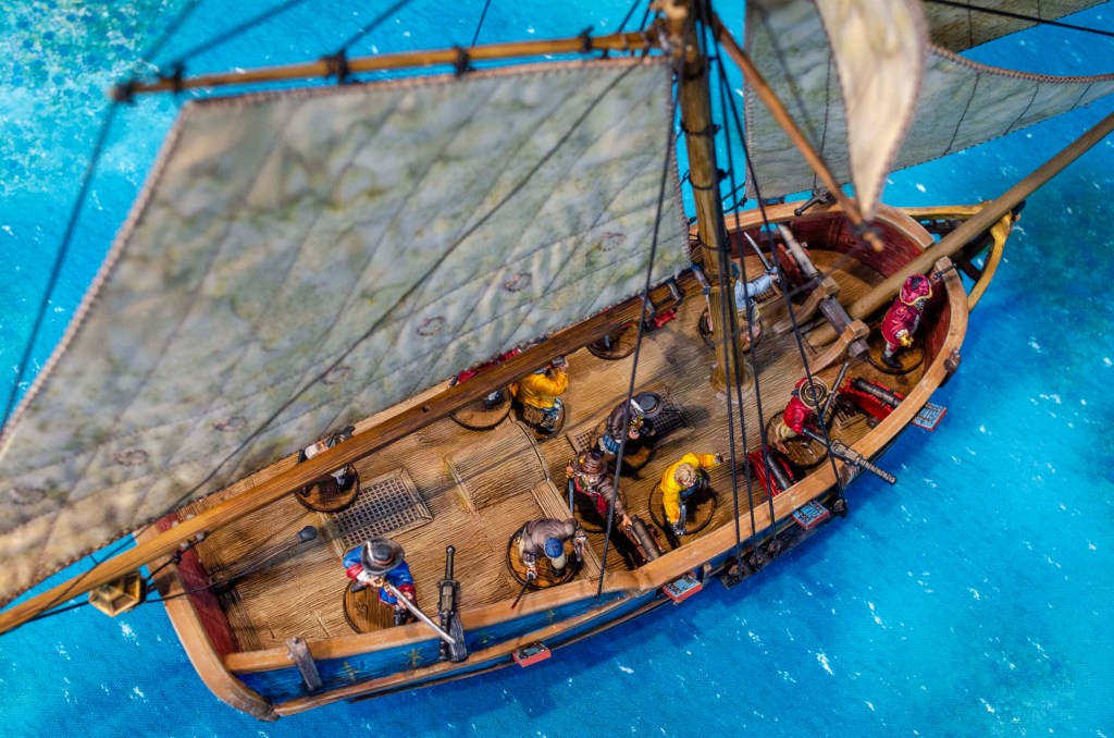 top view of the sloop's deck