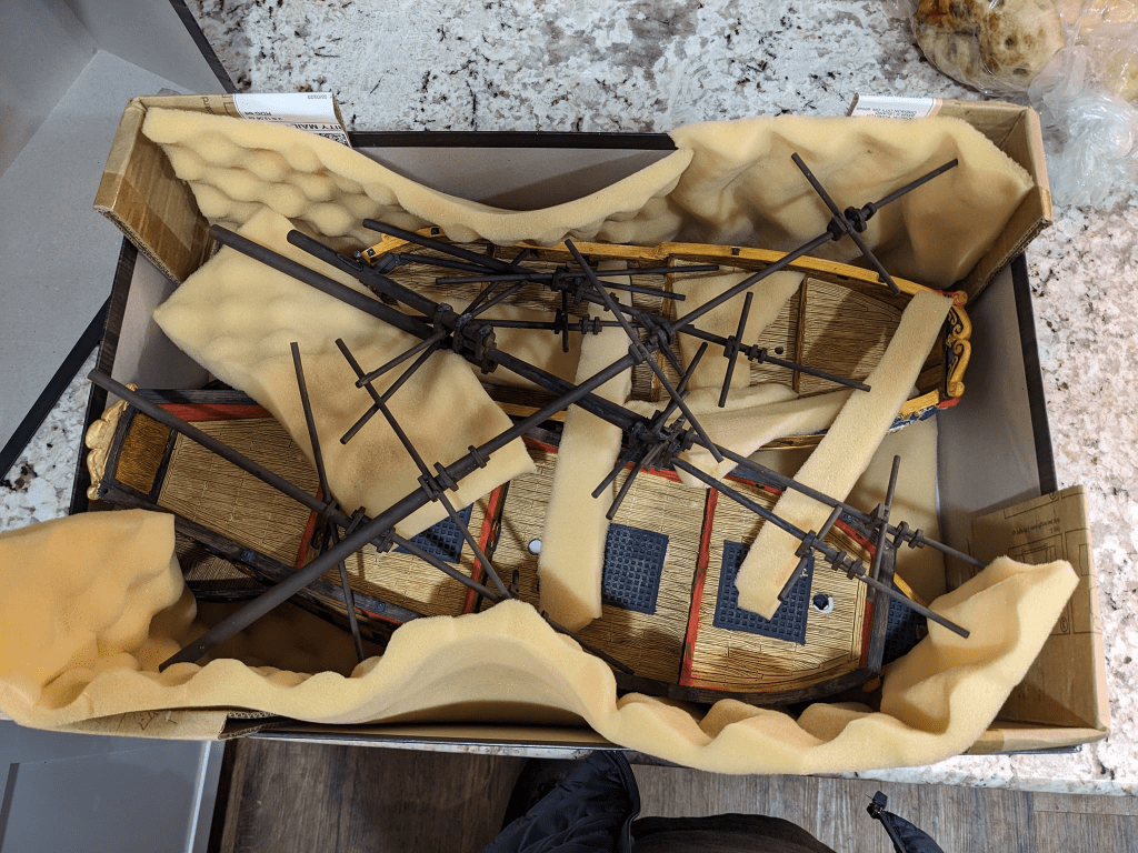 Galleon and 6th model ship and masts in the 2 player starter box