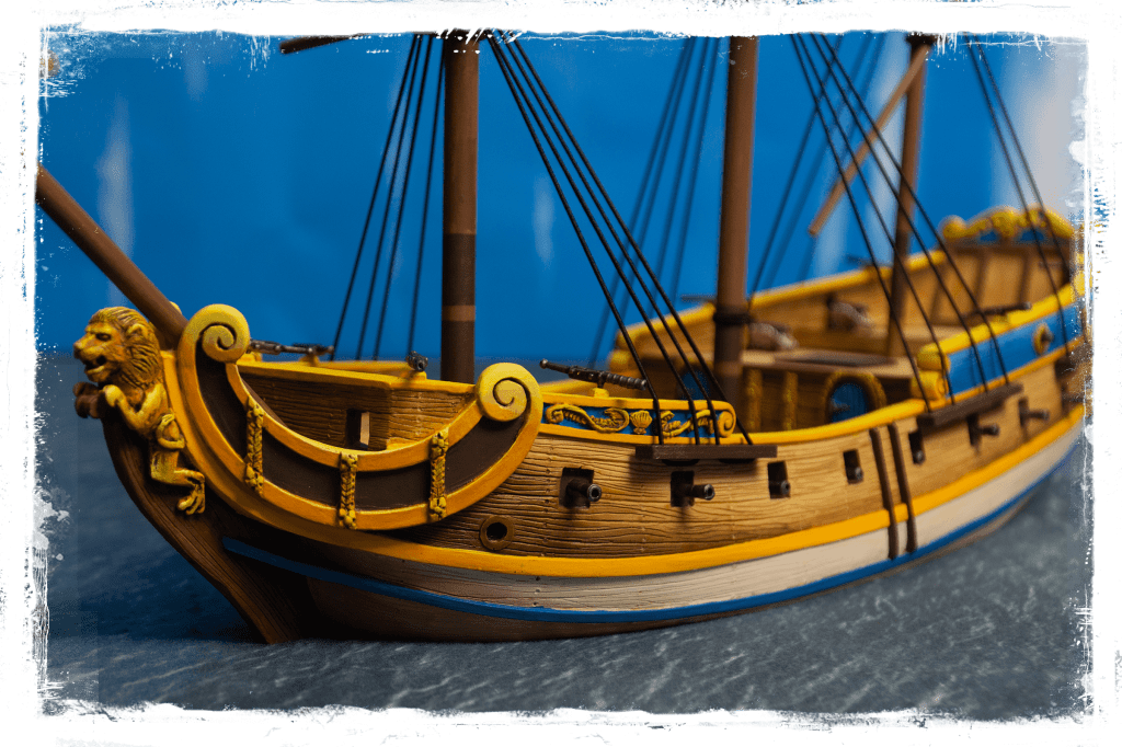 6th Rate Frigate model for Blood & Plunder by Firelock Games by Firelock Games (bow view)
