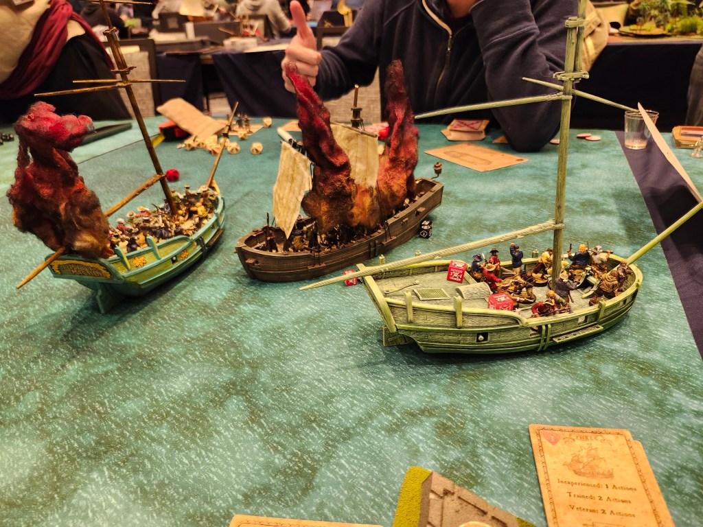 Two Balandras engage a Barko Luengo in Blood & Plunder