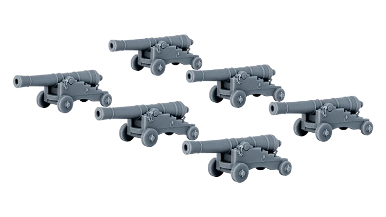 6pk of resin Medium Cannons by Firelock Games for Blood & Plunder