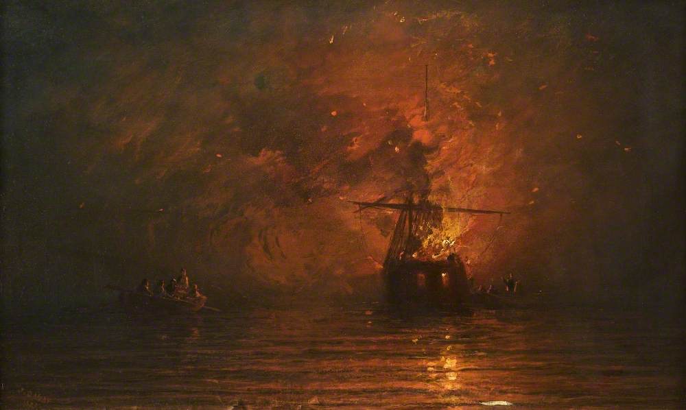 Danby, James Francis; Ship on Fire; Tameside Museums and Galleries Service: The Astley Cheetham Art Collection; http://www.artuk.org/artworks/ship-on-fire-89313