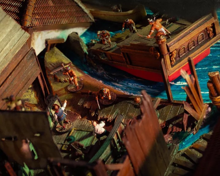 Port Royal game in progress. Natives on a shipwreck fighting pirates