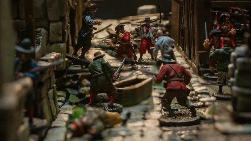 British vs Pirates in a street fight in Port Royal