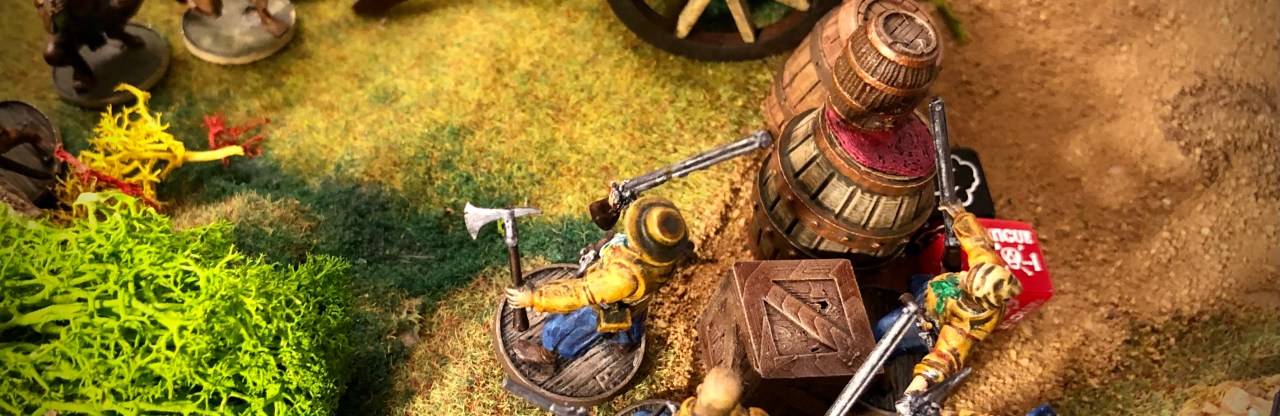 Marc Hardenack places a game of Blood & Plunder with the "Escort" Scenario for the bonus prize event