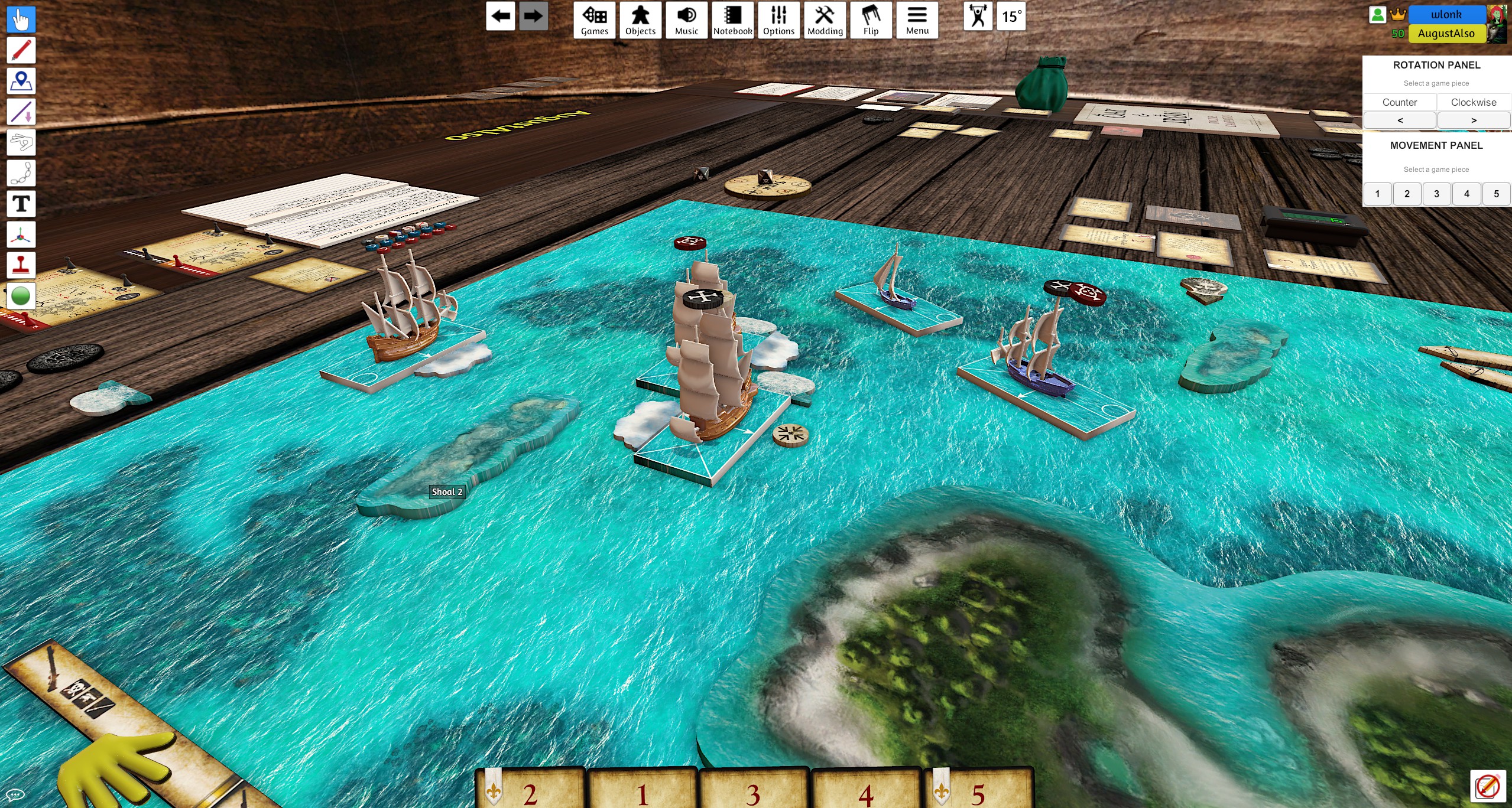 Kit and Austin B square off as French and Spanish in Oak & Iron on Tabletop Simulator