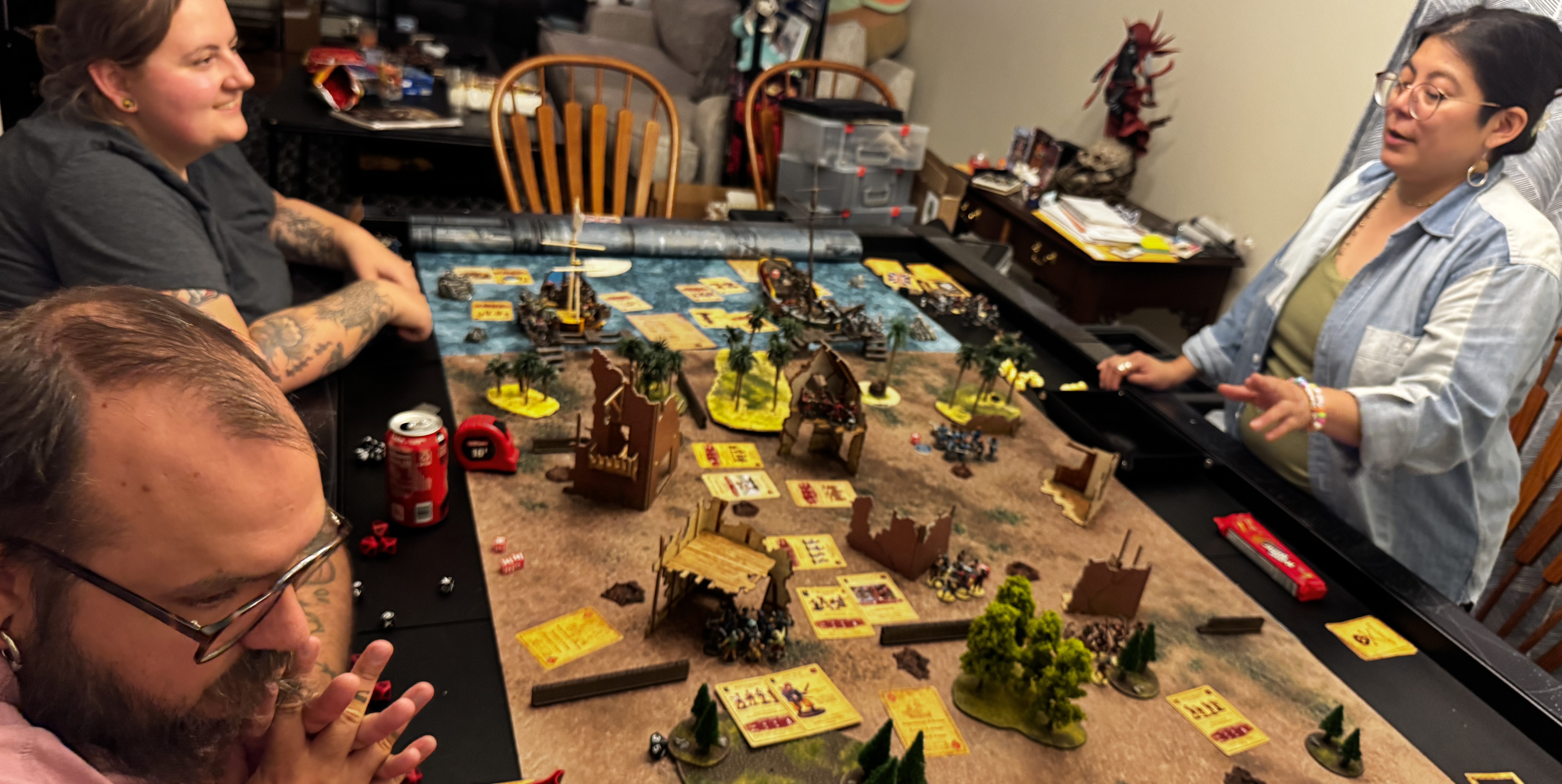 Kyle Arpke's crew engages in a game of Blood & Plunder with Port Royal terrain.
