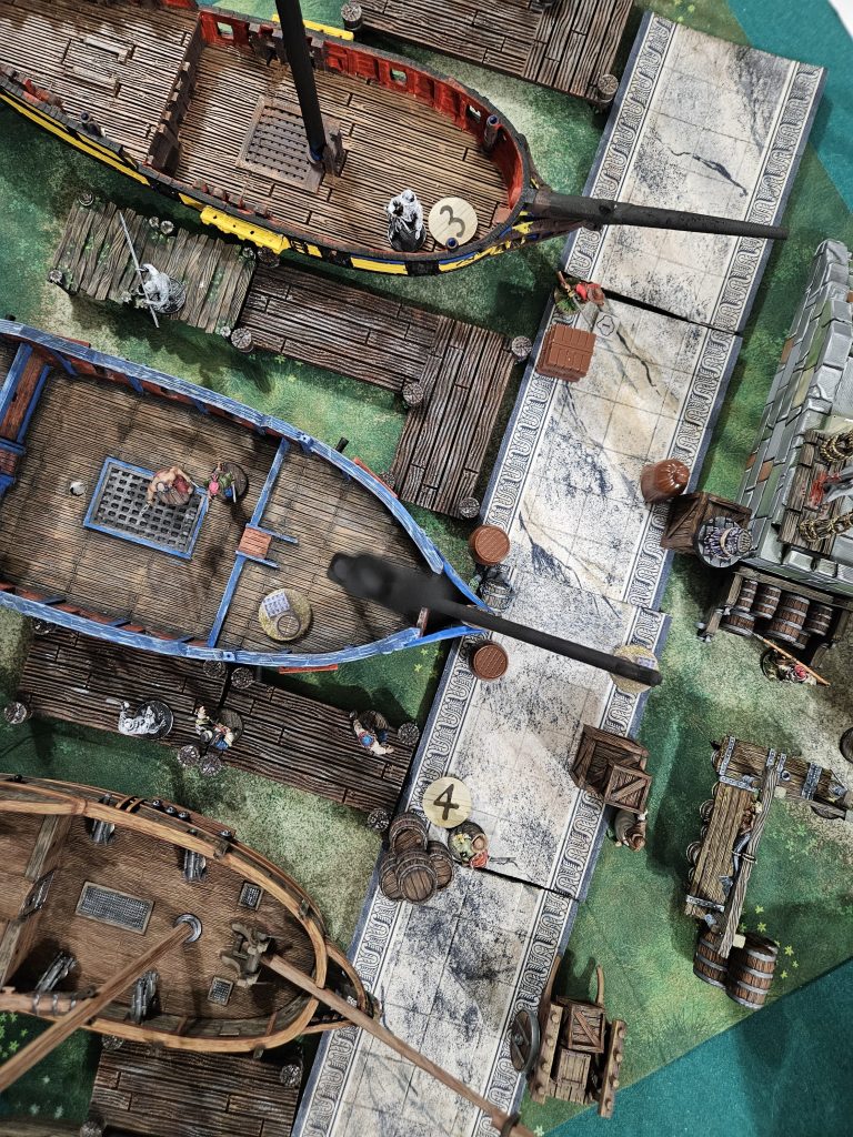 Port Royal game: Every ship berth in the harbor is full (photo by Jacob Zuvic)