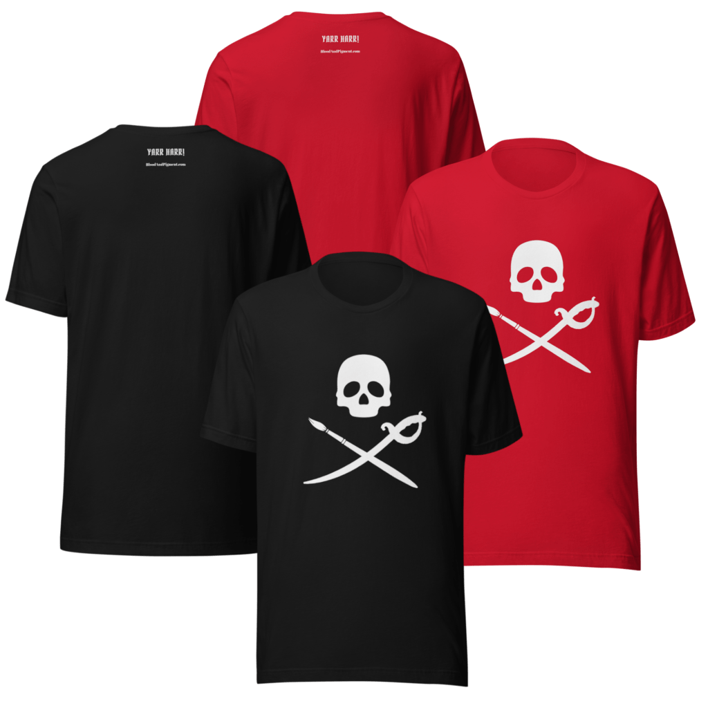 Blood & Pigment T-shirt Black & Red (front & back)