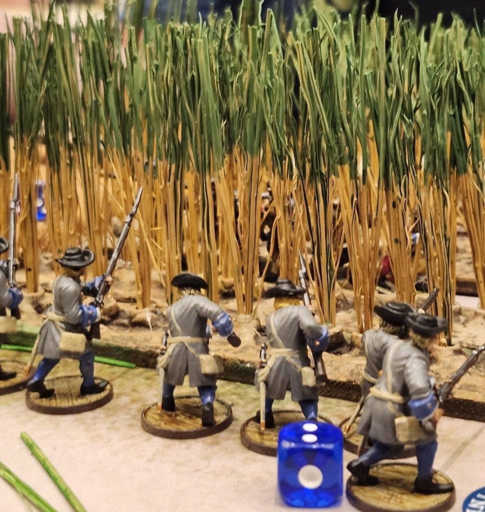 Soldaten hold off advancing French troops coming through the sugarcane