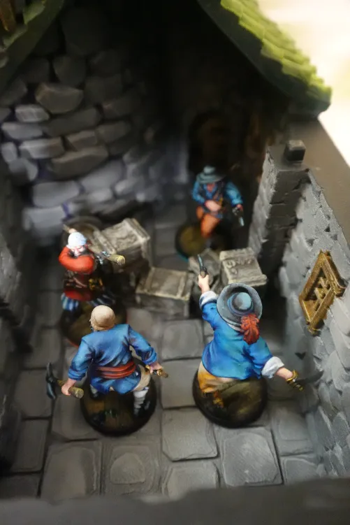 Blood & Plunder units fight over spoils of war in a hallway - photo by Dr. D