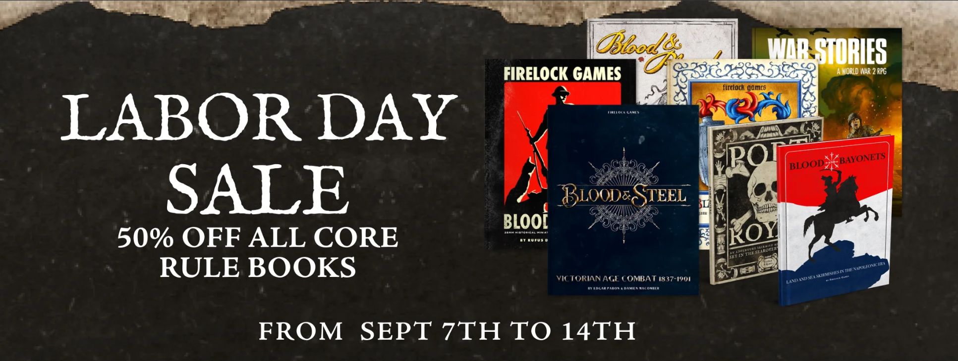 Huge Labor Day Rulebook Sale from Firelock Games!