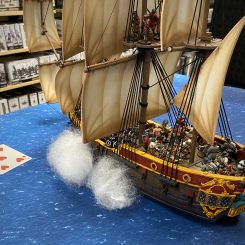 6th Rate Frigate firing cannons