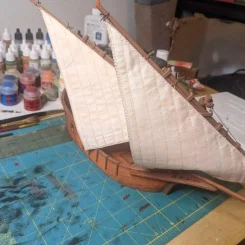 Blood & Plunder Tartana fully rigged with Seamon's Quality Sails