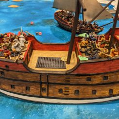Galleon side view vs Caeser's Men on a sloop