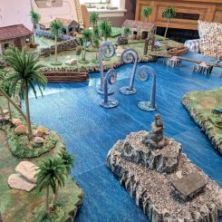 Miniature wargaming board with a Kraken
