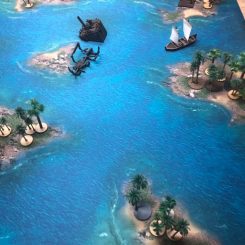 palm trees on a wargaming table islands