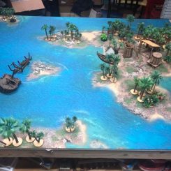 palm trees on a wargaming table islands